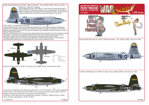 キッツワールド KW148084 1/48 アメリカ陸軍航空軍 B-26C マローダー用デカール 第391爆撃飛行群 第573爆撃飛行隊/第386爆撃飛行群 第553爆撃飛行隊