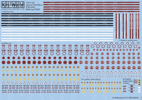 キッツワールド KW148093 1/48 WWII アメリカ陸軍航空隊用 ステンシルデカール