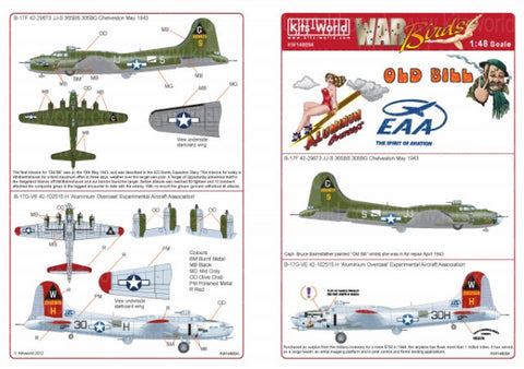 キッツワールド KW148094 1/48 アメリカ陸軍B-17G/F フライングフォートレス `Aluminium Overcast`EAA,第305戦闘群第365戦闘飛行隊`Old Bill`