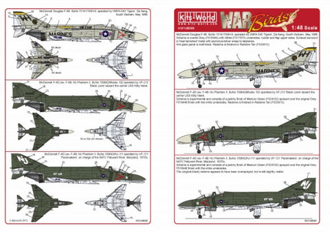 キッツワールド KW148095 1/48 F-4 ファントムII デカールセット 1 F-4B `Tigers`,F-4G `Black Lions`, `Pacemakers