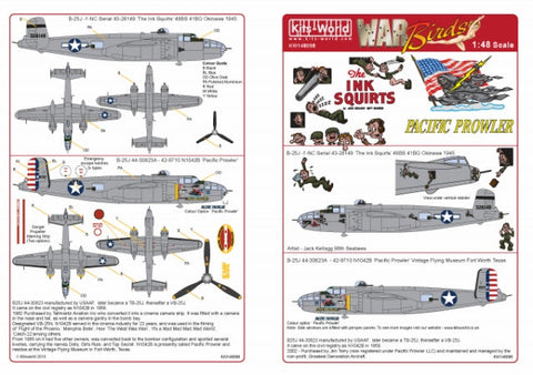 キッツワールド KW148098 1/48 アメリカ陸軍 B-25J ミッチェル The Ink Squirts 98 Seabees, アメリカ海兵隊 B-25J ミッチェル `Pacific Prowle