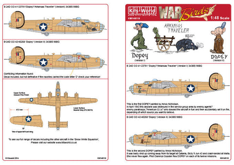 キッツワールド KW148119 1/48 アメリカ陸軍航空軍 B-24D リベレーター 第98爆撃航空群 第343爆撃飛行隊 `Dopey` `Arkansas Traveller` version I