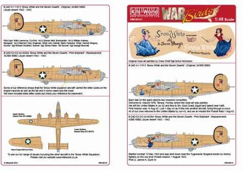 キッツワールド KW148121 1/48 アメリカ陸軍航空軍 B-24D リベレーター 第98爆撃航空群 第343爆撃飛行隊 `Snow White and the Seven Dwarfs`