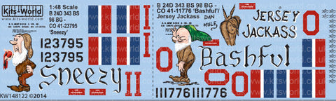 キッツワールド KW148122 1/48 アメリカ陸軍航空軍 B-24D リベレーター 第98爆撃航空群 第343爆撃飛行隊 `Sneezy` `Bashful/Jersey Jackass`
