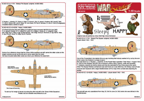 キッツワールド KW148123 1/48 アメリカ陸軍航空軍 B-24D リベレーター 第98爆撃航空群 第343爆撃飛行隊 `Happy` `Sleepy` `The Squaw`