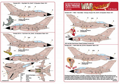 キッツワールド KW148126 1/48 イギリス空軍パナヴィア・トーネード GR4 `Nikki-Nora Batty-Snoopy Airways`Gulf Killer`Mig Eater`Ala
