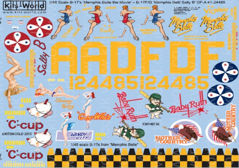 キッツワールド KW148136 1/48 アメリカ陸軍 B-17F/G 映画 「メンフィス・ベル」
