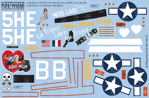 キッツワールド KW148155 1/48 WWII アメリカ陸軍 A-20G ハボック `Miss Laid` & `Ridin` High`