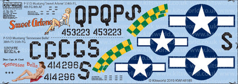 キッツワールド KW148185 1/48 P-51D Mustang 44-53223 QP-S 'Sweet Arlene' 334th FS 4th FG 8th AF - P-51D Mustang 44-14296 CG-S ‘Tennessee Belle’ 38th FS 55th FG