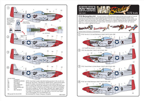 キッツワールド KW172001 1/72 WWII アメリカ陸軍 P-51 マスタング `Sweet Arlene` & `Jan` & `Iron Ass` & `My Achin Back`