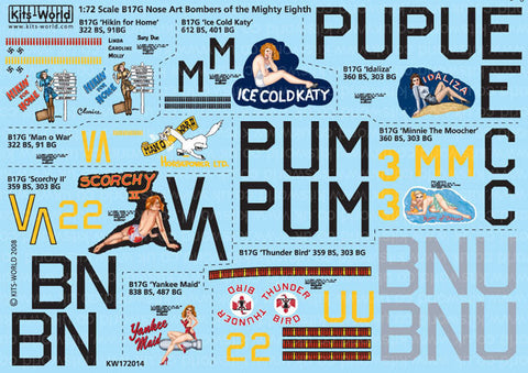 キッツワールド KW172014 1/72 B17 G 'Yankee Maid' - 'Hikin For Home' - 'Ice Cold Katie' - 'Man o War Horsepo・・・