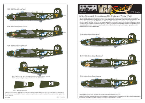 キッツワールド KW172018 1/72 B24 リベレーター Phil Brinkman's 'Zodiacs' 834th BS 486 BG Sheet 2 - 6 ノーズアート・・・