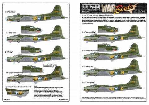 キッツワールド KW172019 1/72 B-17 映画 'メンフィス・ベル' - 'Sally B' - 'Baby Ruth' - 'C-Cup' - 'Gee・・・