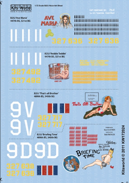 キッツワールド KW172024 1/72 B25J ミッチェル - Corsica 337th BG 447 BS 'Ava Maria' 43-27636 (Tail III) - 'Re・・・