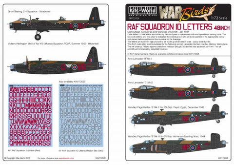 キッツワールド KW172026 1/72 イギリス空軍 爆撃機用コードレターデカール 1937-1941 レッド