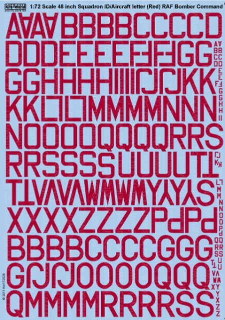 キッツワールド KW172026 1/72 イギリス空軍 爆撃機用コードレターデカール 1937-1941 レッド