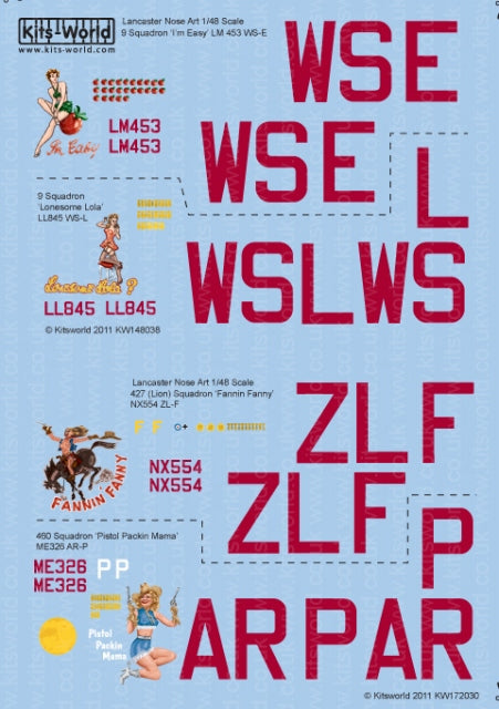 キッツワールド KW172030 1/72 WWII イギリス空軍 アブロランカスター B Mk.I 第9飛行隊 `I`m Easy` LM453 WS-E , `Lonesome Lola` LL84・・・