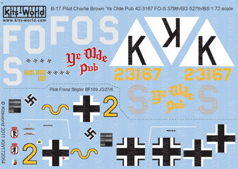 キッツワールド KW172054 1/72 アメリカ陸軍航空隊 B-17F フライングフォートレス 第379爆撃飛行群 第527爆撃飛行隊 チャーリー・ブラウン搭乗機 ・・・