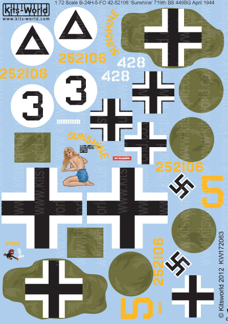 キッツワールド KW172063 1/72 アメリカ陸軍航空軍 B-24H リベレーター 第449爆撃飛行群 第719爆撃飛行隊