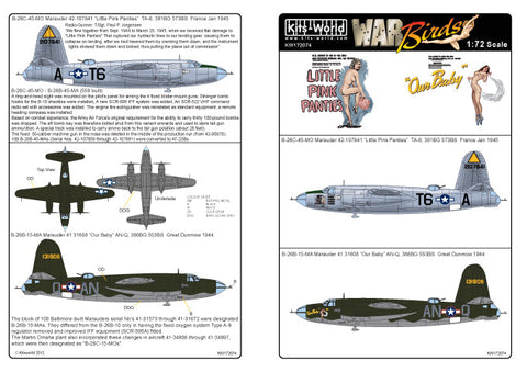 キッツワールド KW172074 1/72 アメリカ陸軍航空群 B-26 マローダー 第391爆撃飛行群 第573爆撃飛行隊/第386爆撃飛行群 第553爆撃飛行隊