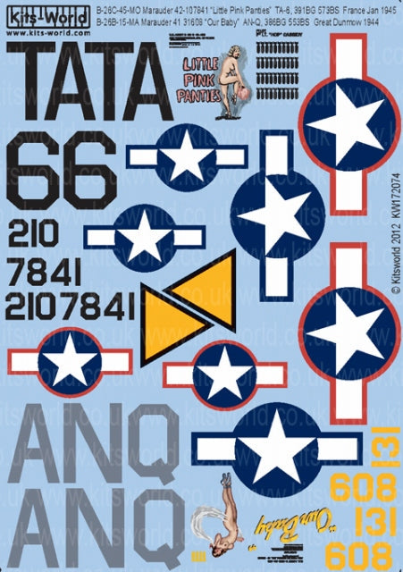 キッツワールド KW172074 1/72 アメリカ陸軍航空群 B-26 マローダー 第391爆撃飛行群 第573爆撃飛行隊/第386爆撃飛行群 第553爆撃飛行隊