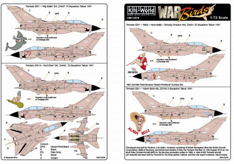 キッツワールド KW172079 1/72 イギリス空軍パナヴィア・トーネード GR4 `Nikki-Nora Batty-Snoopy Airways`Gulf Killer`Mig Eater`Alarm Belle