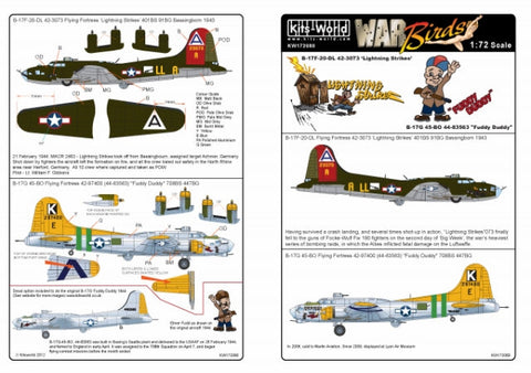 キッツワールド KW172080 1/72 アメリカ陸軍 B-17 フライングフォートレス 第91爆撃飛行群 第410爆撃飛行隊 / 第447爆撃飛行群 第708爆撃飛行隊