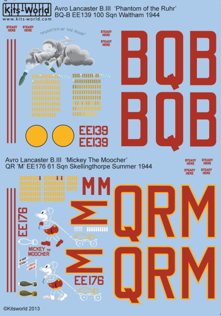 キッツワールド KW172092 1/72 アブロ ランカスター B.III `Phantom of the Ruhr`, `Mickey The Moocher`