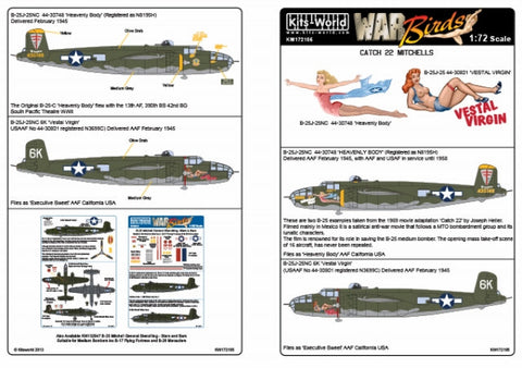 キッツワールド KW172105 1/72 アメリカ陸軍 B-25J ミッチェル `Heavenly Body`, `VESTAL VIRGIN`