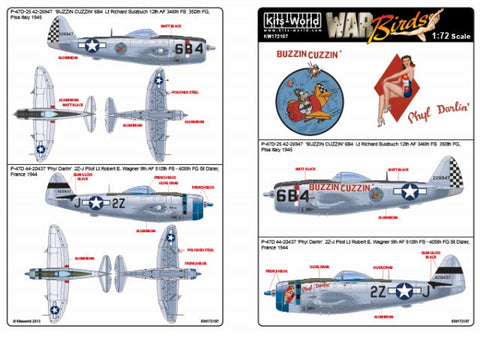 キッツワールド KW172107 1/72 アメリカ陸軍 P-47D サンダーボルト `Phil Darlin`,`Buzzin Cuzzin`