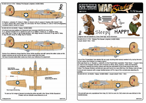 キッツワールド KW172115 1/72 アメリカ陸軍航空軍 B-24D リベレーター 第98爆撃航空群 第343爆撃飛行隊 `Happy` `Sleepy` `The Squaw`