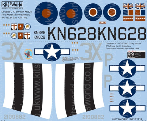 キッツワールド KW172124 1/72 C-47 イギリス空軍 モンゴメリー軍用機/アメリカ陸軍 第87兵員輸送飛行隊