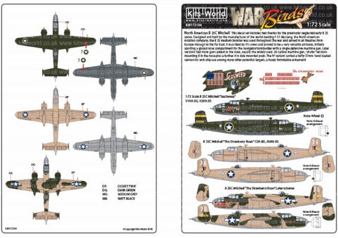 キッツワールド KW172194 1/72 WWII アメリカ軍 B-25Cミッチェル SeaSweep & `The Strawberry Roan` ノーズアート機デカール