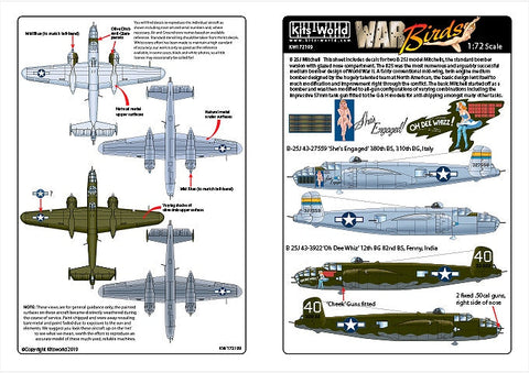 キッツワールド KW172199 1/72 B-25J ミッチェル 43-27642 'She's Engaged' 380th BS, 301st BG. B-25J 43-3922 ‘Oh Dee Whiz’ 12th BG 82nd BS.