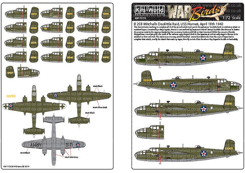 キッツワールド KW172215 1/72 B-25B ミッチェル ドーリットルレイド, USSホーネット、1942年4月18日
