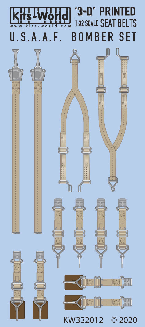 キッツワールド KW332012 1/32 3D フルカラー シートベルト.アメリカ陸軍航空軍 爆撃機 ボーイング フライングフォートレス B-17G.