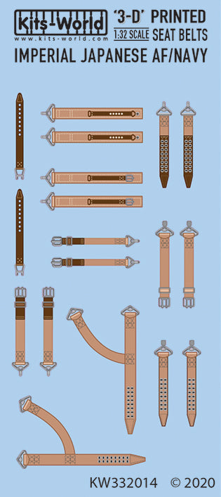 キッツワールド KW332014 1/32 3D フルカラー シートベルト. 大日本帝国海軍 戦闘機 WWII. 三菱 中島 川西用