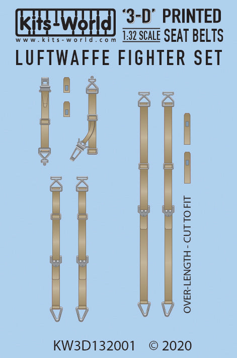 キッツワールド KW3D132001 1/32 フルカラー3D WWII ドイツ空軍機シートベルトデカールセット.