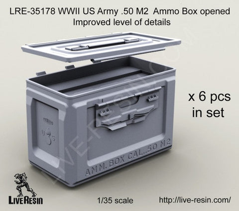 Live Resin LRE35178 1/35 WWII US Army .50 M2 Ammunition Ammo Box opened, improved level of details