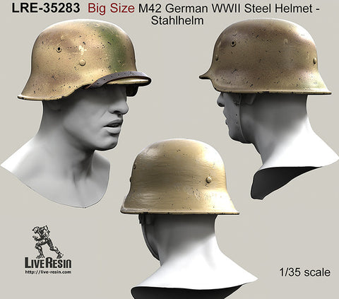 Live Resin LRE35283 1/35 Big Size M42 German WWII Steel Helmet - Stahlhelm 42, classic chinstrap and ・・・