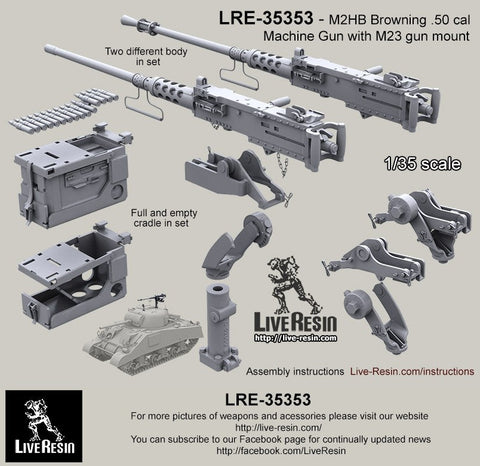ライブレジン LRE35353 M2HB Browning .50 Caliber Machine Gun with M23 TANK mount WWII - Korean War - Vietnam War - Cold War period