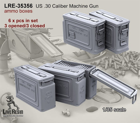 ライブレジン LRE35356 US .30 Caliber Machine Gun ammo boxes 3 opened/3 closed