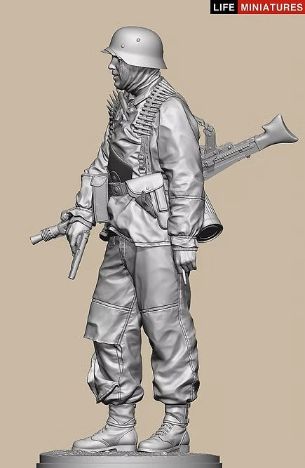 ライフミニチュア LM-16009 1/16 WWII ドイツ ポトー迎撃戦 ハンセン戦闘団のMG42機銃手 バルジの戦い1944
