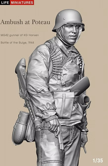 ライフミニチュア LM-35006 1/35 WWII ポトー迎撃戦 ハンセン戦闘団のMG42機銃手 バルジの戦い1944年
