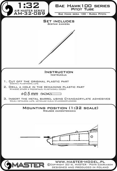 マスター AM-32-089 1/32 BAE システムズのホーク 100シリーズのピトー管