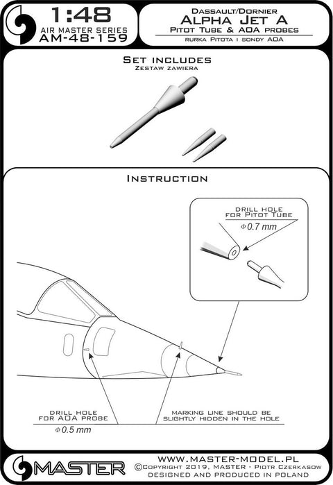 マスター AM-48-159 1/48 アルファ ジェット A のピトー管と迎角プローブ