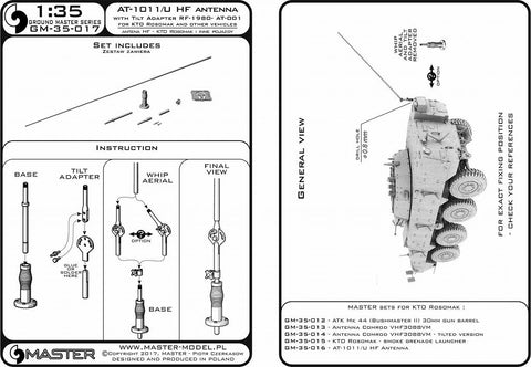 マスター GM-35-017 1/35 KTO ロソマク他車両用 角度調節器(RF-1980-AT-001)付のAT-1011/U HF アンテナ(1本入り)