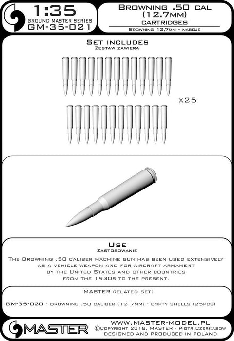 マスター GM-35-021 1/35 ブローニングM2重機関銃 .50キャリバー(12.7mm) のカートリッジ(25個)