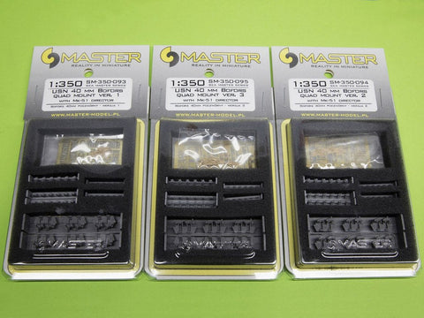 マスター SM-350-093 1/350 アメリカ海軍 ボフォース 40mm/56口径砲 4連装 ver.1 / Mk-51方位盤付 (レジン, エッチングパーツ および挽物パーツ) (6本入り)