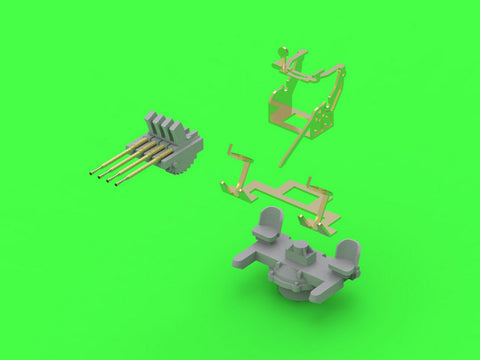 マスター SM-350-104 1/350 フランス海軍 4連装ホッチキス 13.2mm(0.52インチ)/76口径砲 1929年型 (レジン, エッチングパーツ および挽物パーツ) (4本入り)